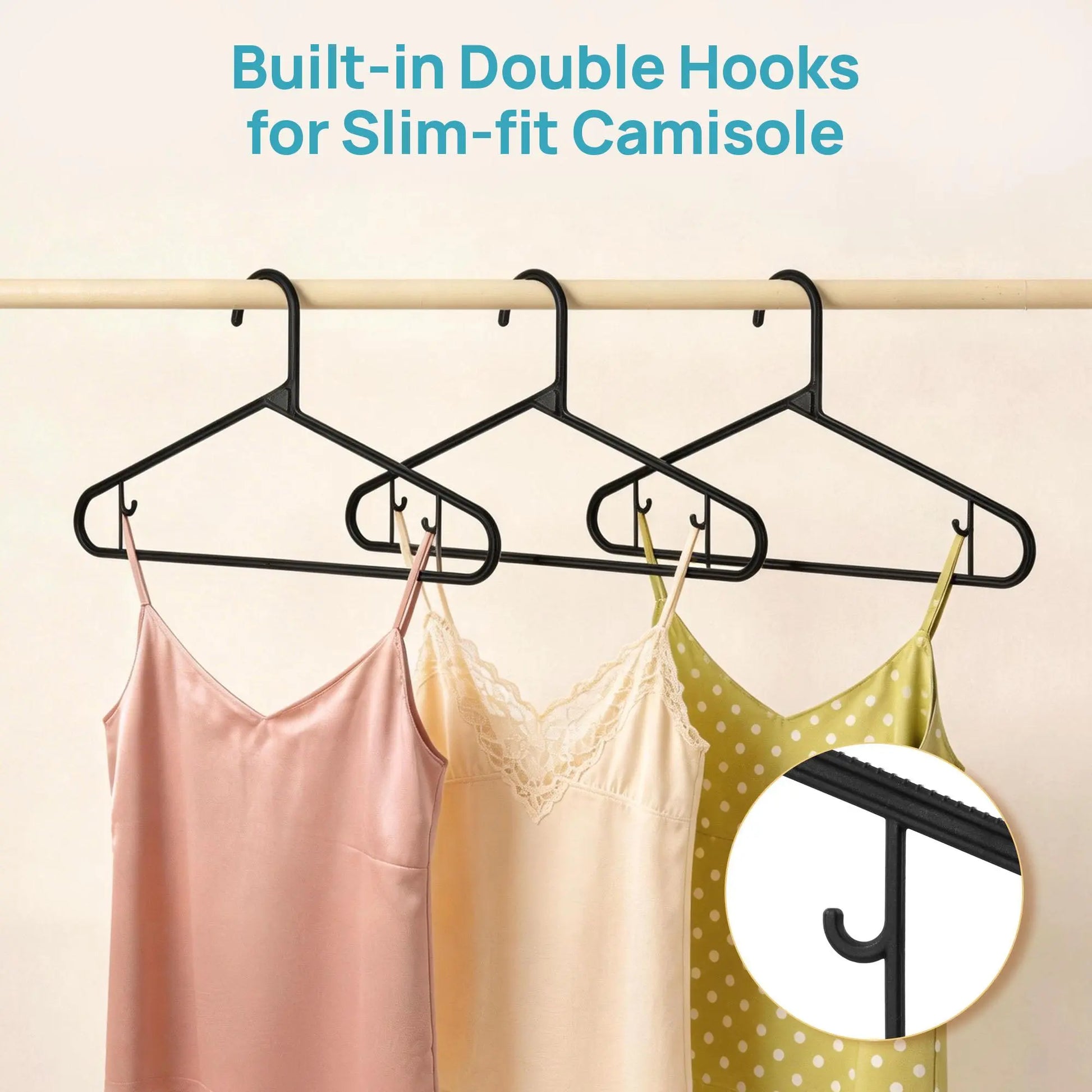 Vtopmart 60-Pack Stackfit Clothes Hangers - 16.7-Inch Non-Slip Slim Hangers for T-Shirts, Coats, Jackets, and Sweaters - Durable Space-Saving Closet Organizers - Mid-Year Sale