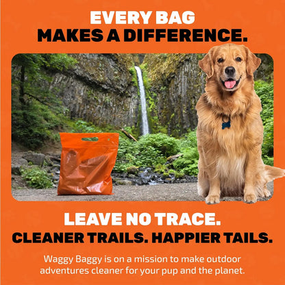 Cleanwaste Waggy Baggy Adventure-Ready Dog Waste Bags, Smell-Proof Dual Bag System with Convenient Carry Handle, 10 Count