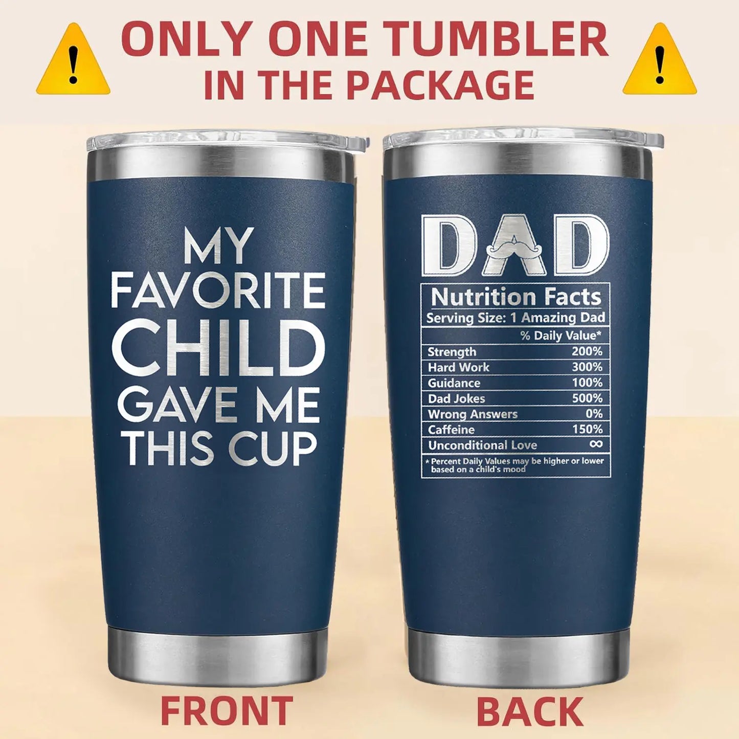 Premium Stainless Steel Tumbler for Dad - Unique Father's Day and Birthday Gift from Daughter or Son, 20oz Black Travel Mug - Perfect for Coffee, Holidays, and Everyday Use