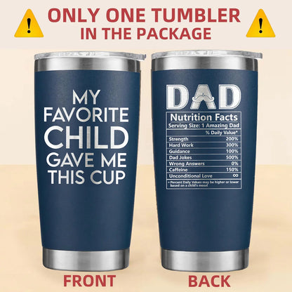 Premium Stainless Steel Tumbler for Dad - Unique Father's Day and Birthday Gift from Daughter or Son, 20oz Black Travel Mug - Perfect for Coffee, Holidays, and Everyday Use