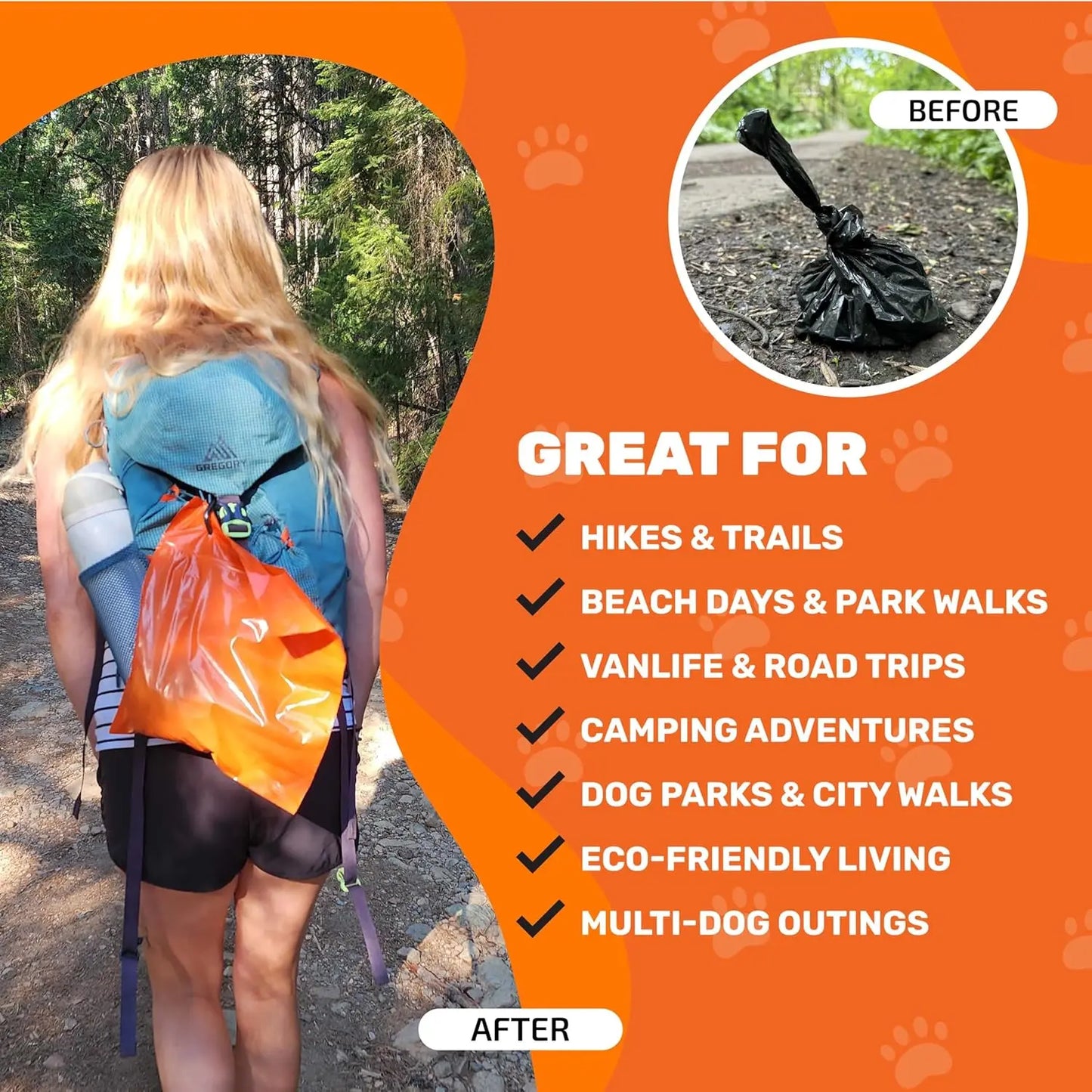 Cleanwaste Waggy Baggy Adventure-Ready Dog Waste Bags, Smell-Proof Dual Bag System with Convenient Carry Handle, 10 Count
