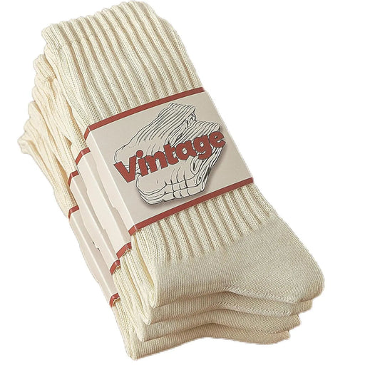 Natural 98% Cotton Crew Socks - Seamless, Breathable, and Cozy Fall & Winter Collection for Men and Women (4 Pairs)