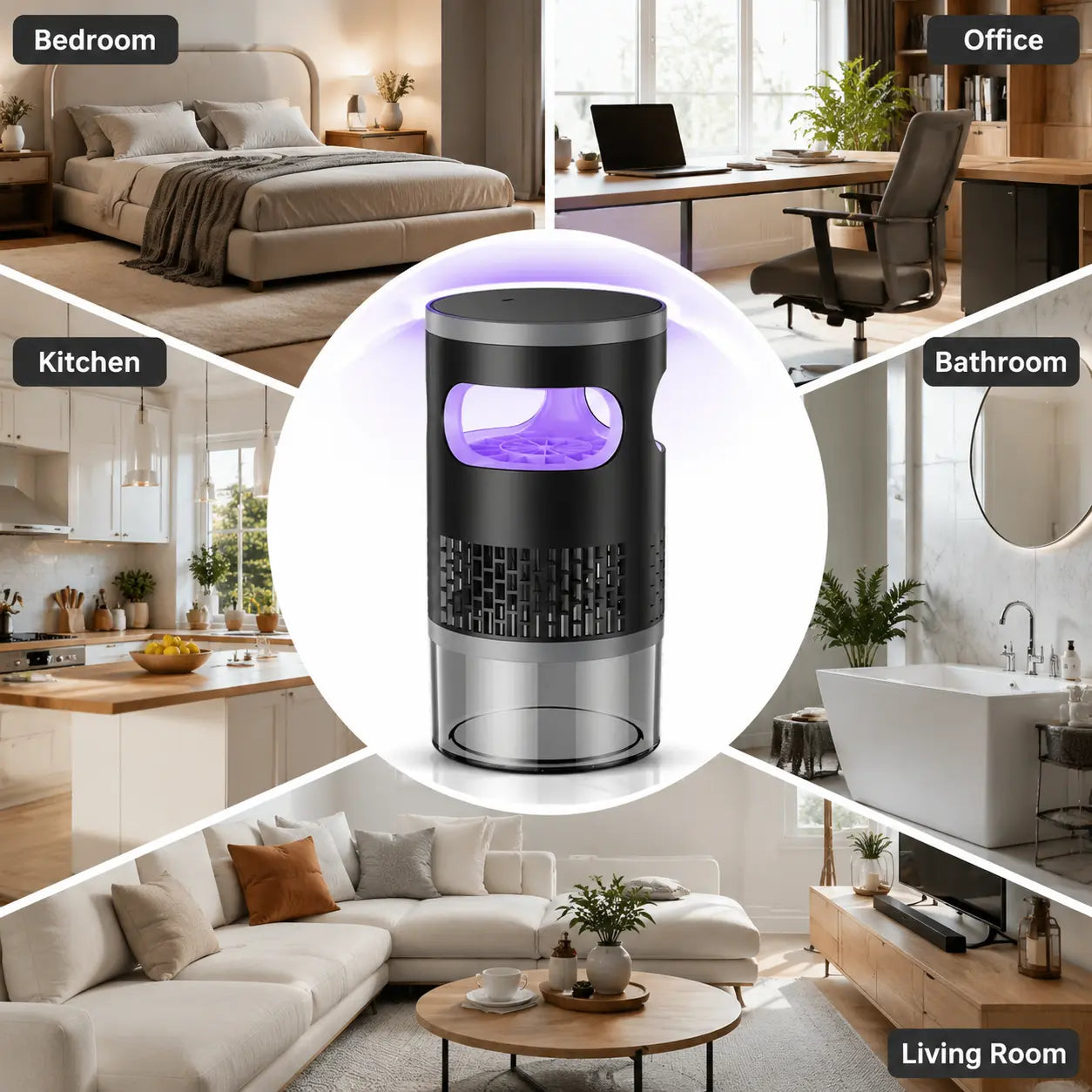 Indoor Insect Trap with Light and Suction Technology for Effective Mosquito, Fruit Fly, Gnat, and Moth Control in Residential Spaces