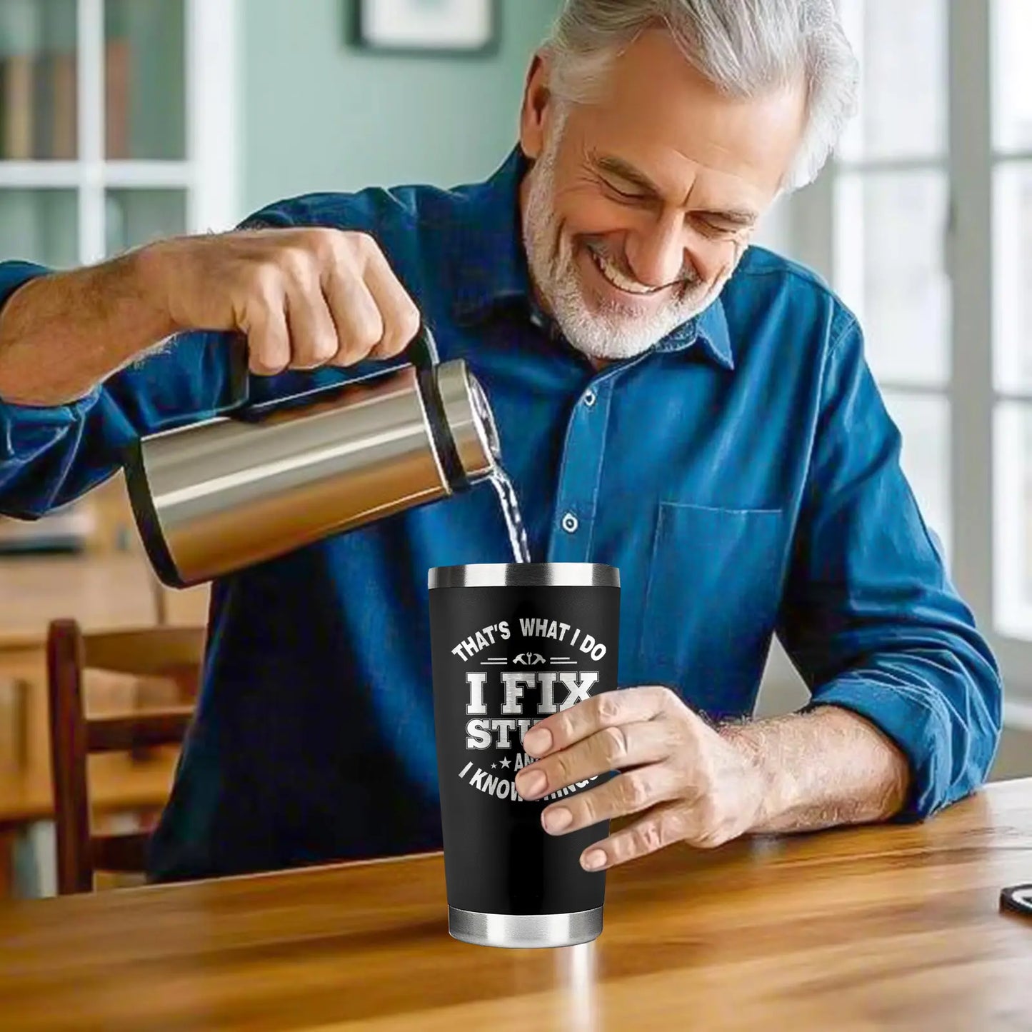Premium Stainless Steel Tumbler for Dad - Unique Father's Day and Birthday Gift from Daughter or Son, 20oz Black Travel Mug - Perfect for Coffee, Holidays, and Everyday Use