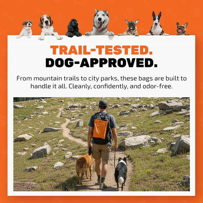 Cleanwaste Waggy Baggy Adventure-Ready Dog Waste Bags, Smell-Proof Dual Bag System with Convenient Carry Handle, 10 Count