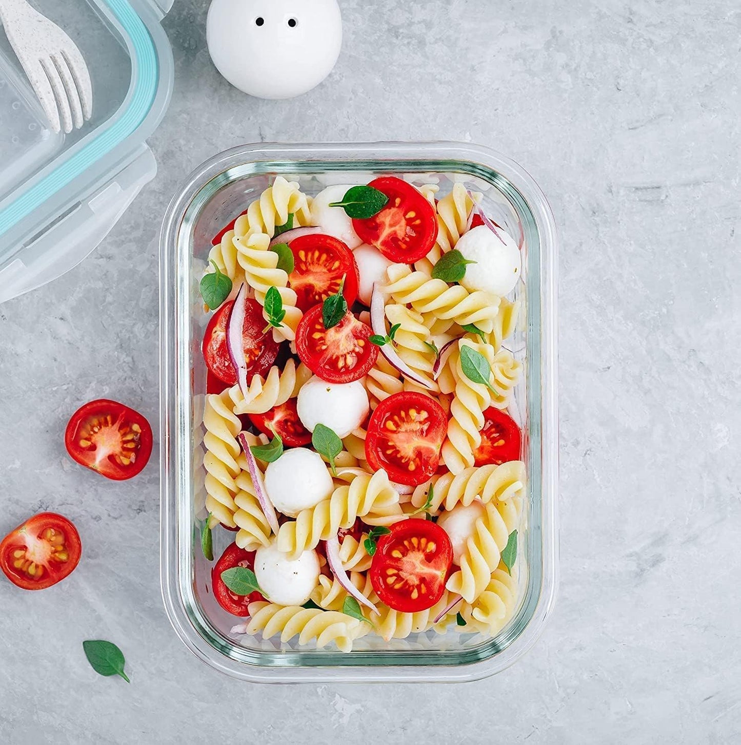 10-Piece Borosilicate Glass Meal Prep Container Set – Leak-Proof Snap-Lock Lids, Airtight & BPA-Free – Freezer, Microwave & Oven Safe (Glass Only) – Stackable and Nestable Food Storage Solution