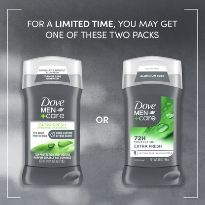 Men's Extra Fresh Aluminum-Free Deodorant Stick with Moisturizing Cream, 3 Oz