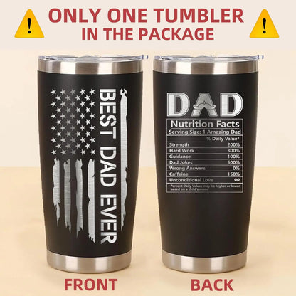 Premium Stainless Steel Tumbler for Dad - Unique Father's Day and Birthday Gift from Daughter or Son, 20oz Black Travel Mug - Perfect for Coffee, Holidays, and Everyday Use