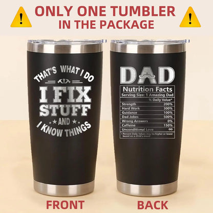 Premium Stainless Steel Tumbler for Dad - Unique Father's Day and Birthday Gift from Daughter or Son, 20oz Black Travel Mug - Perfect for Coffee, Holidays, and Everyday Use