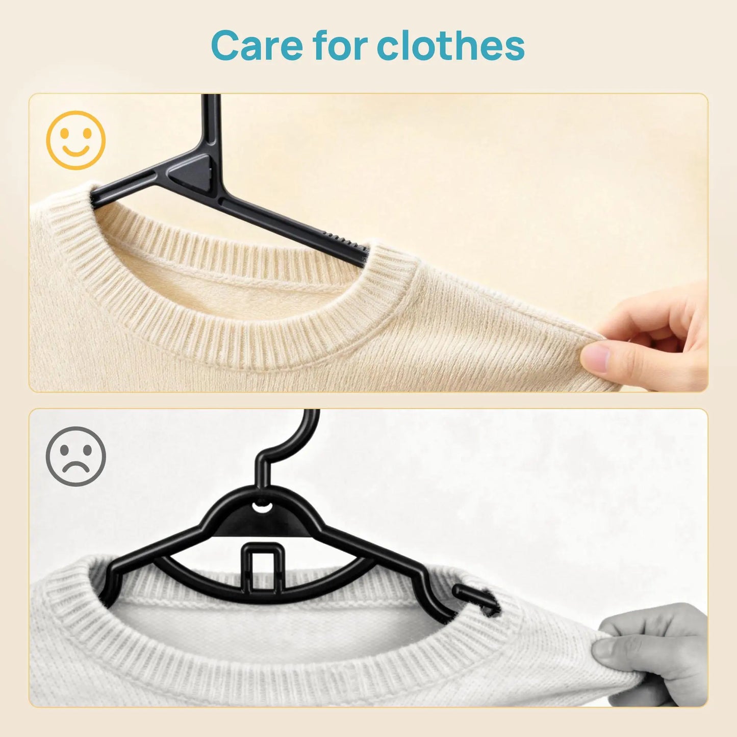 Vtopmart 60-Pack Stackfit Clothes Hangers - 16.7-Inch Non-Slip Slim Hangers for T-Shirts, Coats, Jackets, and Sweaters - Durable Space-Saving Closet Organizers - Mid-Year Sale