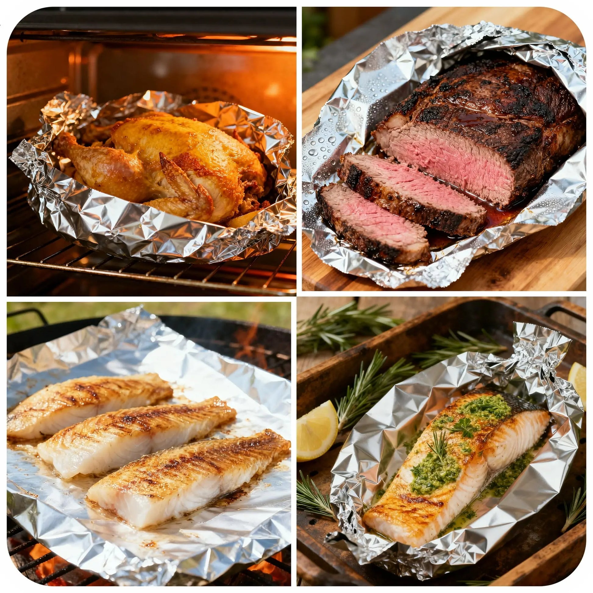 Heavy Duty Non-Stick Aluminum Foil Roll, 223 Sq Ft, 12 Inches Wide with Cutter for Grilling, Cooking, and Catering, Silver