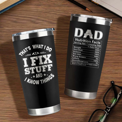 Premium Stainless Steel Tumbler for Dad - Unique Father's Day and Birthday Gift from Daughter or Son, 20oz Black Travel Mug - Perfect for Coffee, Holidays, and Everyday Use