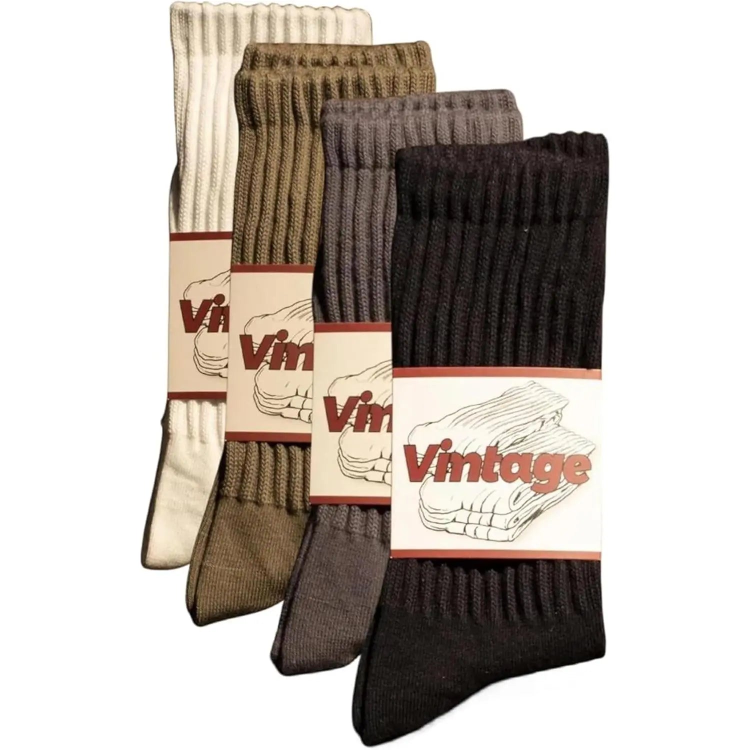 Natural 98% Cotton Crew Socks - Seamless, Breathable, and Cozy Fall & Winter Collection for Men and Women (4 Pairs)