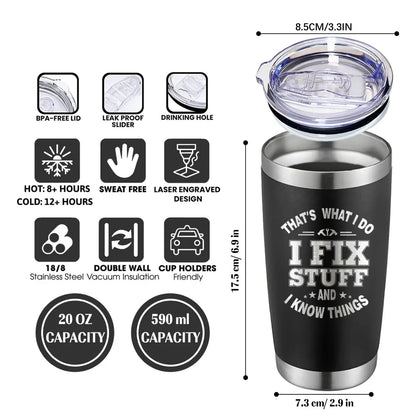 Premium Stainless Steel Tumbler for Dad - Unique Father's Day and Birthday Gift from Daughter or Son, 20oz Black Travel Mug - Perfect for Coffee, Holidays, and Everyday Use