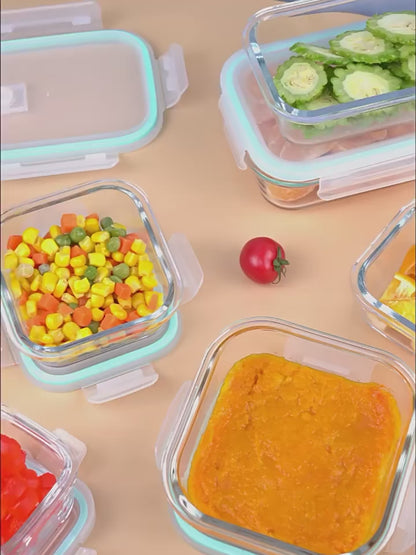 10-Piece Borosilicate Glass Meal Prep Container Set – Leak-Proof Snap-Lock Lids, Airtight & BPA-Free – Freezer, Microwave & Oven Safe (Glass Only) – Stackable and Nestable Food Storage Solution